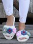 Cute Flowers Warm Faux Fur Indoor Slippers