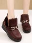 Women's Metal Decoration Warm Lined Slip On Snow Boots