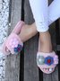 Cute Flowers Warm Faux Fur Indoor Slippers