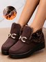 Women's Metal Decoration Warm Lined Slip On Snow Boots