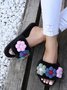 Cute Flowers Warm Faux Fur Indoor Slippers