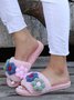 Cute Flowers Warm Faux Fur Indoor Slippers