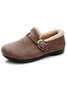 Casual Plain Buckle Warm Lined Flat Peas Shoes