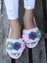 Cute Flowers Warm Faux Fur Indoor Slippers