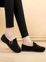 Casual Plain Buckle Warm Lined Flat Peas Shoes