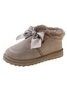 Winter Casual Rhinestone Bow Furry Lined Snow Booties