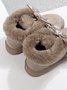 Winter Casual Rhinestone Bow Furry Lined Snow Booties