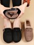 Casual Plain Buckle Warm Lined Flat Peas Shoes