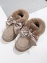 Winter Casual Rhinestone Bow Furry Lined Snow Booties