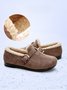 Casual Plain Buckle Warm Lined Flat Peas Shoes