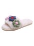 Cute Flowers Warm Faux Fur Indoor Slippers