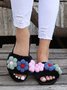 Cute Flowers Warm Faux Fur Indoor Slippers