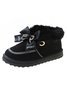 Winter Casual Rhinestone Bow Furry Lined Snow Booties