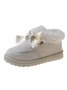 Winter Casual Rhinestone Bow Furry Lined Snow Booties
