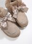 Winter Casual Rhinestone Bow Furry Lined Snow Booties