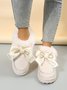 Winter Casual Rhinestone Bow Furry Lined Snow Booties
