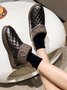 Casual Embossed Knit Panel Snow Booties
