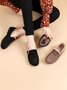 Casual Plain Buckle Warm Lined Flat Peas Shoes