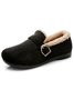 Casual Plain Buckle Warm Lined Flat Peas Shoes