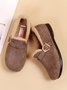 Casual Plain Buckle Warm Lined Flat Peas Shoes
