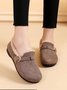 Casual Plain Buckle Warm Lined Flat Peas Shoes