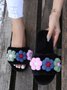 Cute Flowers Warm Faux Fur Indoor Slippers