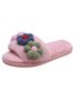 Cute Flowers Warm Faux Fur Indoor Slippers