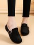 Casual Plain Buckle Warm Lined Flat Peas Shoes