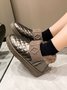 Casual Embossed Knit Panel Snow Booties