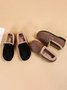 Casual Plain Buckle Warm Lined Flat Peas Shoes