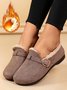 Casual Plain Buckle Warm Lined Flat Peas Shoes