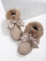 Winter Casual Rhinestone Bow Furry Lined Snow Booties