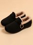 Casual Plain Buckle Warm Lined Flat Peas Shoes
