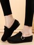 Casual Plain Buckle Warm Lined Flat Peas Shoes