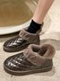 Casual Embossed Knit Panel Snow Booties