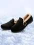 Casual Plain Buckle Warm Lined Flat Peas Shoes