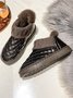 Casual Embossed Knit Panel Snow Booties