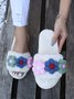 Cute Flowers Warm Faux Fur Indoor Slippers