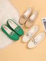 Plain Rhinestone Metal-embellished Faux Fur-lined Loafers