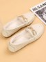 Plain Rhinestone Metal-embellished Faux Fur-lined Loafers