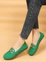Plain Rhinestone Metal-embellished Faux Fur-lined Loafers