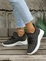 Plus Size Plaid Mesh Fabric Slip On Sneakers