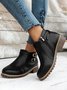 Women's Simple Plain Buckle Embellished Zip Booties