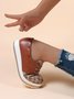 Classic Old Flower Abstract Graphic Studded Lace-up Shoes