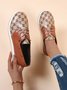 Classic Old Flower Abstract Graphic Studded Lace-up Shoes