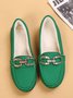 Plain Rhinestone Metal-embellished Faux Fur-lined Loafers