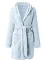 Plush Pajamas Solid Color Hooded Home Clothes Warm Robes Plus Size