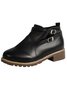 Women's Simple Plain Buckle Embellished Zip Booties