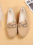Plain Rhinestone Metal-embellished Faux Fur-lined Loafers