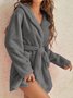 Plush Pajamas Solid Color Hooded Home Clothes Warm Robes Plus Size